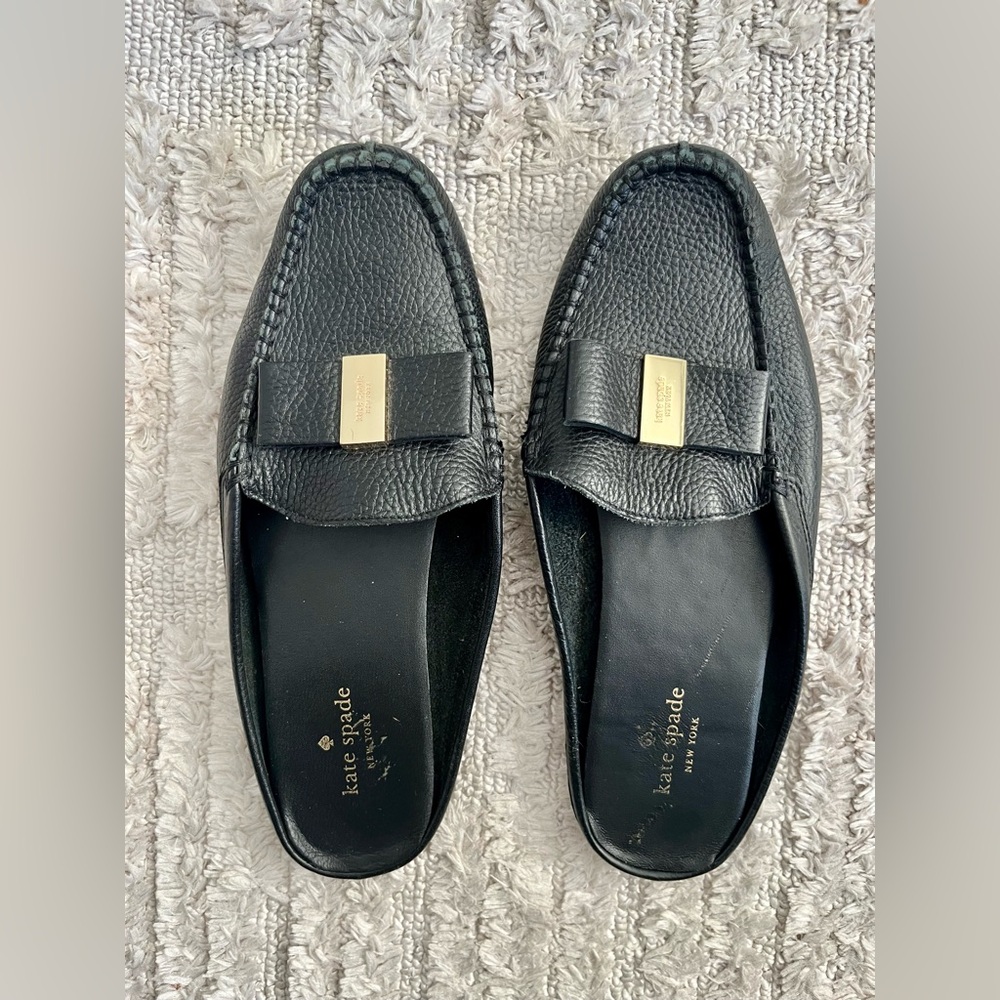 Kate Spade Loafer Slides, Black Leather, Size 9M